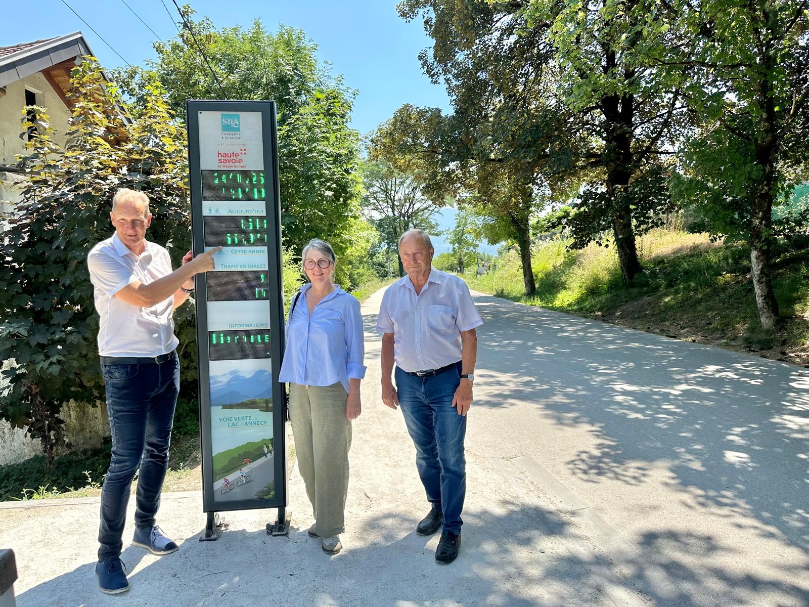 La fréquentation sur la Voie Verte du lac d’Annecy visible sur des totems
connectés